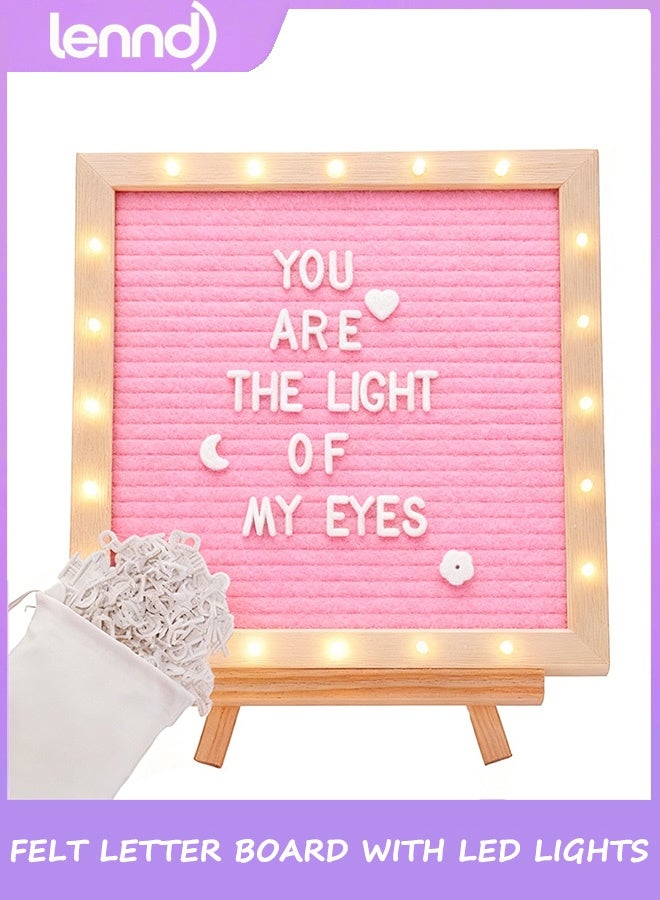 لينند لوحة حروف مضيئة من اللباد مزودة بمصابيح LED - لوحة رسائل قابلة للتغيير مثبتة على الحائط مع حامل ثلاثي القوائم وحروف لهدايا أعياد الميلاد وحفلات الانتقال إلى منزل جديد وديكور منزلي باللون الوردي - Image 1