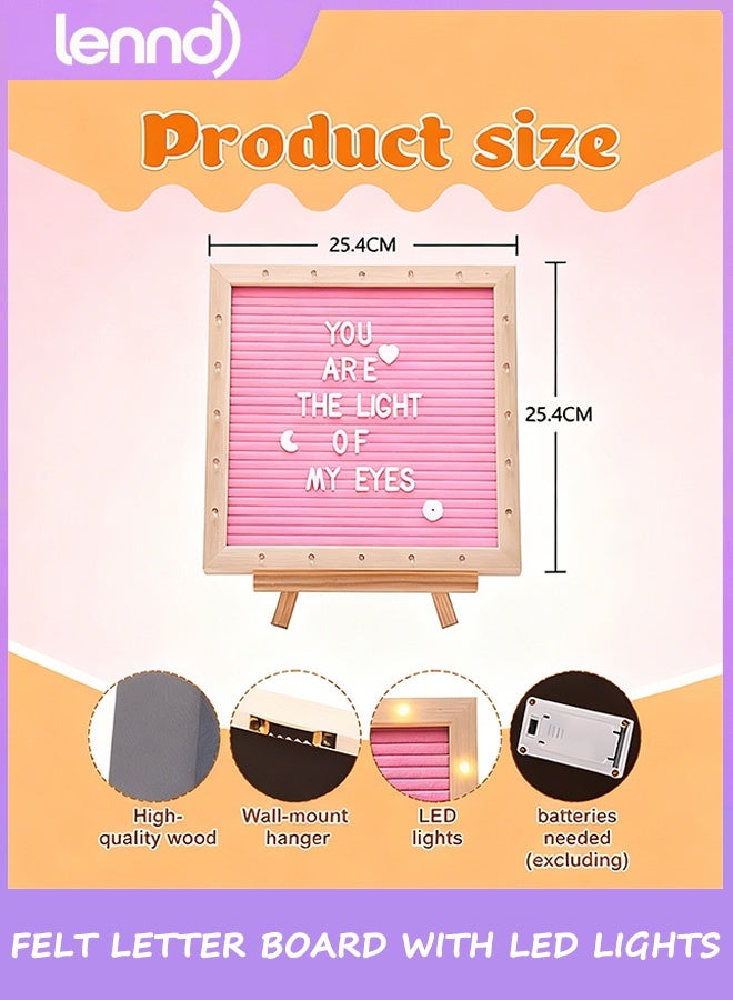 لينند لوحة حروف مضيئة من اللباد مزودة بمصابيح LED - لوحة رسائل قابلة للتغيير مثبتة على الحائط مع حامل ثلاثي القوائم وحروف لهدايا أعياد الميلاد وحفلات الانتقال إلى منزل جديد وديكور منزلي باللون الوردي - Image 3