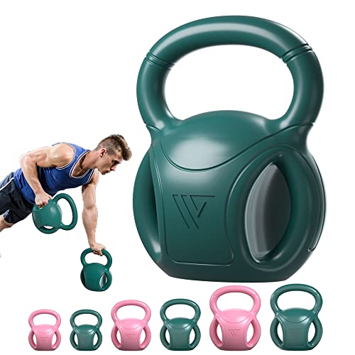 RUNWE 5 lb Kettlebell Weight with Three-handles for Weightlifting, Conditioning and Core Training for Women Men Home Gym [2022 Latest-Green] - Image 2
