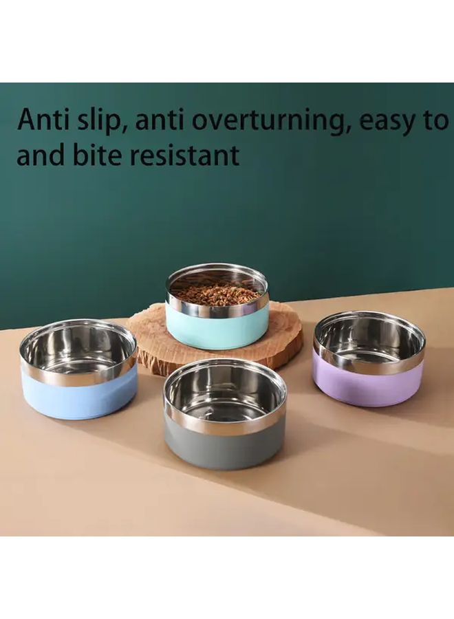 Double Layer Stainless Steel Pet Bowl With Non Slip Blue Base Easy Clean Design - Image 4