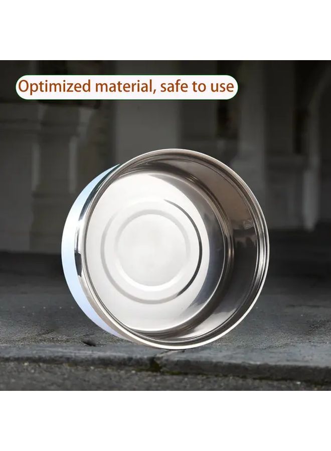 Double Layer Stainless Steel Pet Bowl With Non Slip Blue Base Easy Clean Design - Image 3