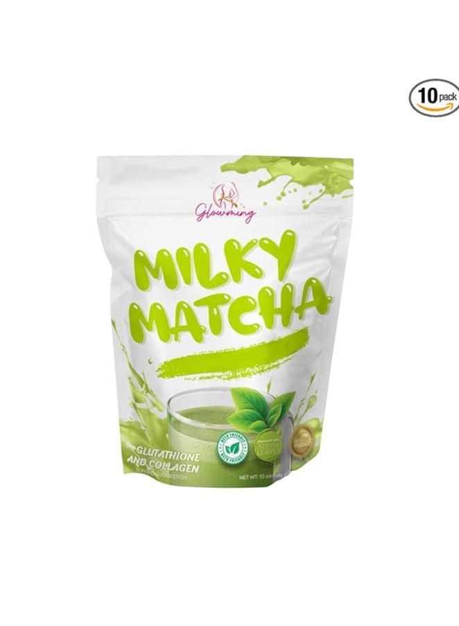 Cc Cris Cosmetics Milky Matcha Glutathione and Collagen Drink 10 Sachets - Image 1