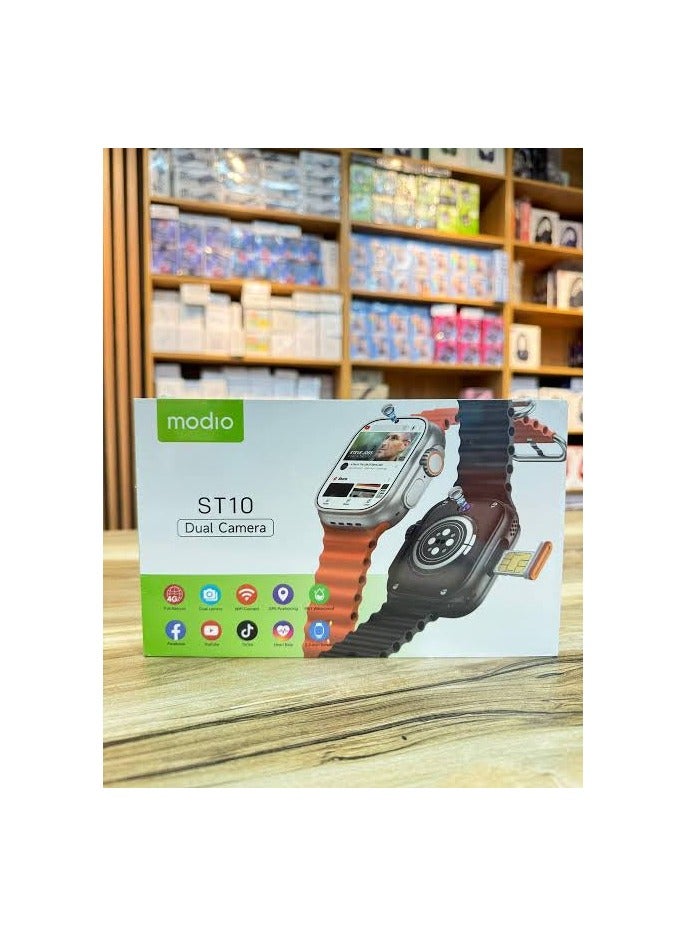 Modio ST10 watch supports front and rear camera and SIM card thanks to Compatible operating system Android 5.0 or higher Internal memory 4 GB RAM | 64 GB Battery: Lithium-ion Color: Orange - Image 2