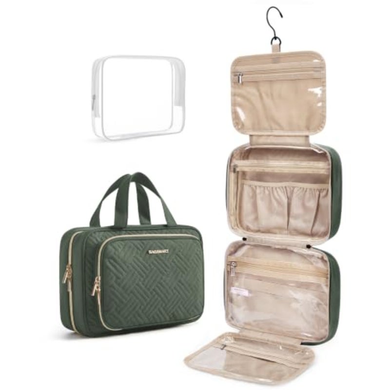 Toiletry Bag Hanging Travel Makeup Organizer with TSA Approved Transparent Cosmetic Bag Makeup Bag for Full Sized Toiletries - Image 1