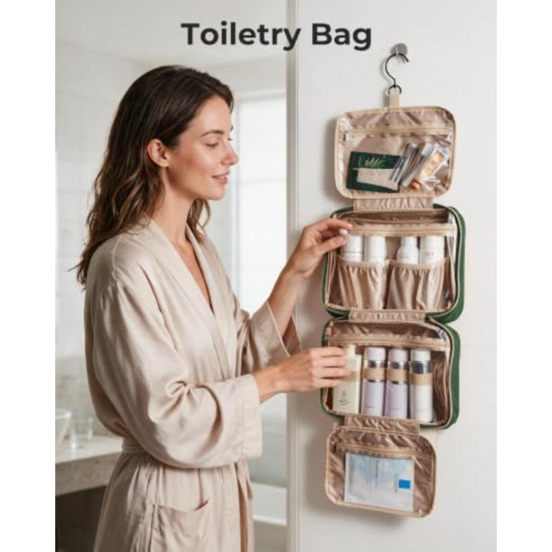 Toiletry Bag Hanging Travel Makeup Organizer with TSA Approved Transparent Cosmetic Bag Makeup Bag for Full Sized Toiletries - Image 2