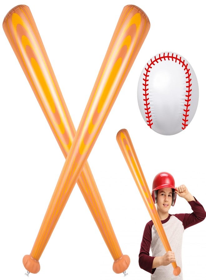 ZHBDMGK Inflatable Baseball Bat and Ball - 3Pcs Set: 2Pcs 40 Inch Bats & 1Pcs Beach Ball - Perfect for Beach Party Sports Game - Image 1
