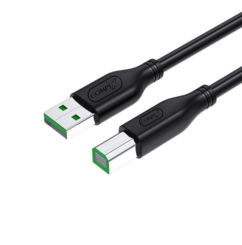 COMPIX USB 2.0 Printer Cable 10M (A to B), High-Speed 480Mbps, Silver-Plated & Triple Shielded Braided Cord for HP DeskJet, Laptop, Canon, Brother, Lexmark, Envy, Scanner, Fax, Digital Piano, PC - Image 1