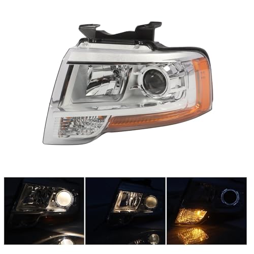 Jecoupoon Halogen Headlight Assembly Driver Compatible with 2015-2017 Expedition Projector Front Left Side Headlamp Replace FO2502334 Chrome Housing - Image 2
