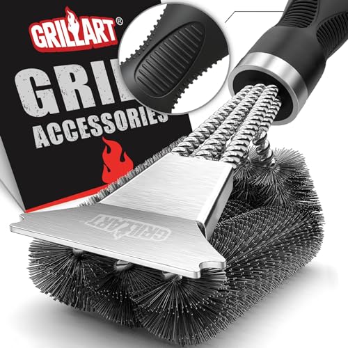 GRILLART Grill Brush and Scraper Extra Strong BBQ Cleaner Accessories Safe Wire Bristles Barbecue Triple Scrubbers Cleaning Brush for GasCharcoal Grilling Grates Wizard Tool BR8115 - Image 1