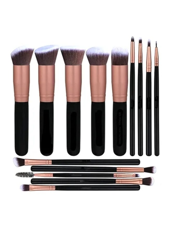 Red Blossom 14-Piece Professional Makeup Brush Set – Rose Gold & Black | Premium Face & Eye Brushes for Blending, Contouring, Highlighting & More  - Image 1