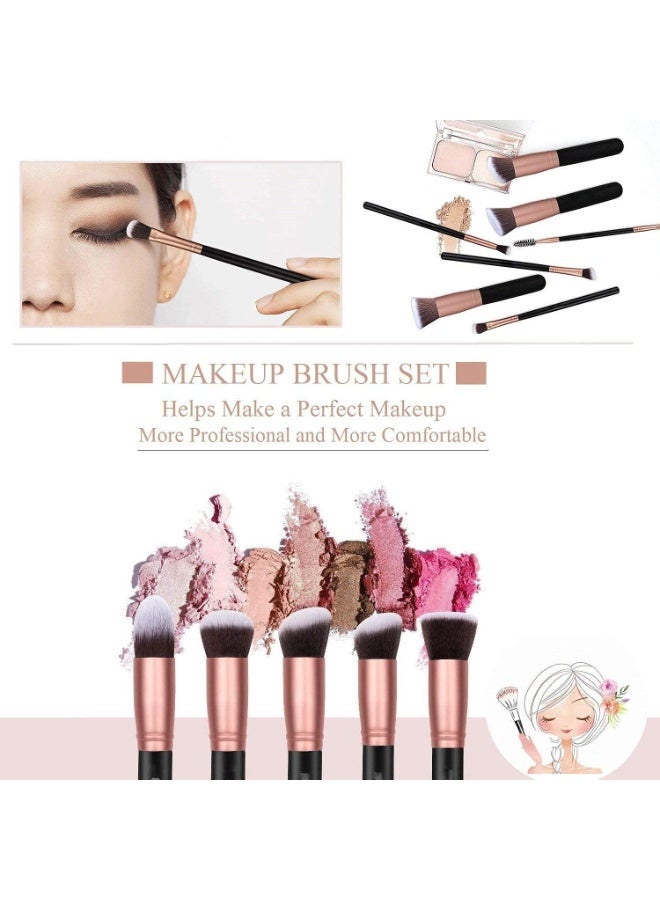 Red Blossom 14-Piece Professional Makeup Brush Set – Rose Gold & Black | Premium Face & Eye Brushes for Blending, Contouring, Highlighting & More  - Image 3