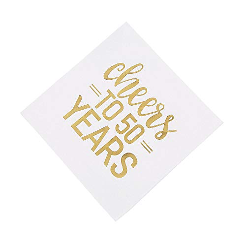 Unique Elegant Foil-Stamped Gold Foil Cheers to 50 Years Luncheon Napkins (Pack of 16) - Ideal for 50th Anniversary, Birthday & Milestone Events - Image 1