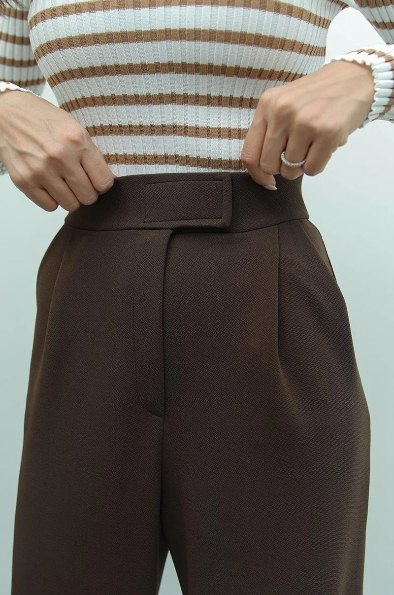 Havoş Havos Brown Senta Velcro Closure Palazzo Trousers