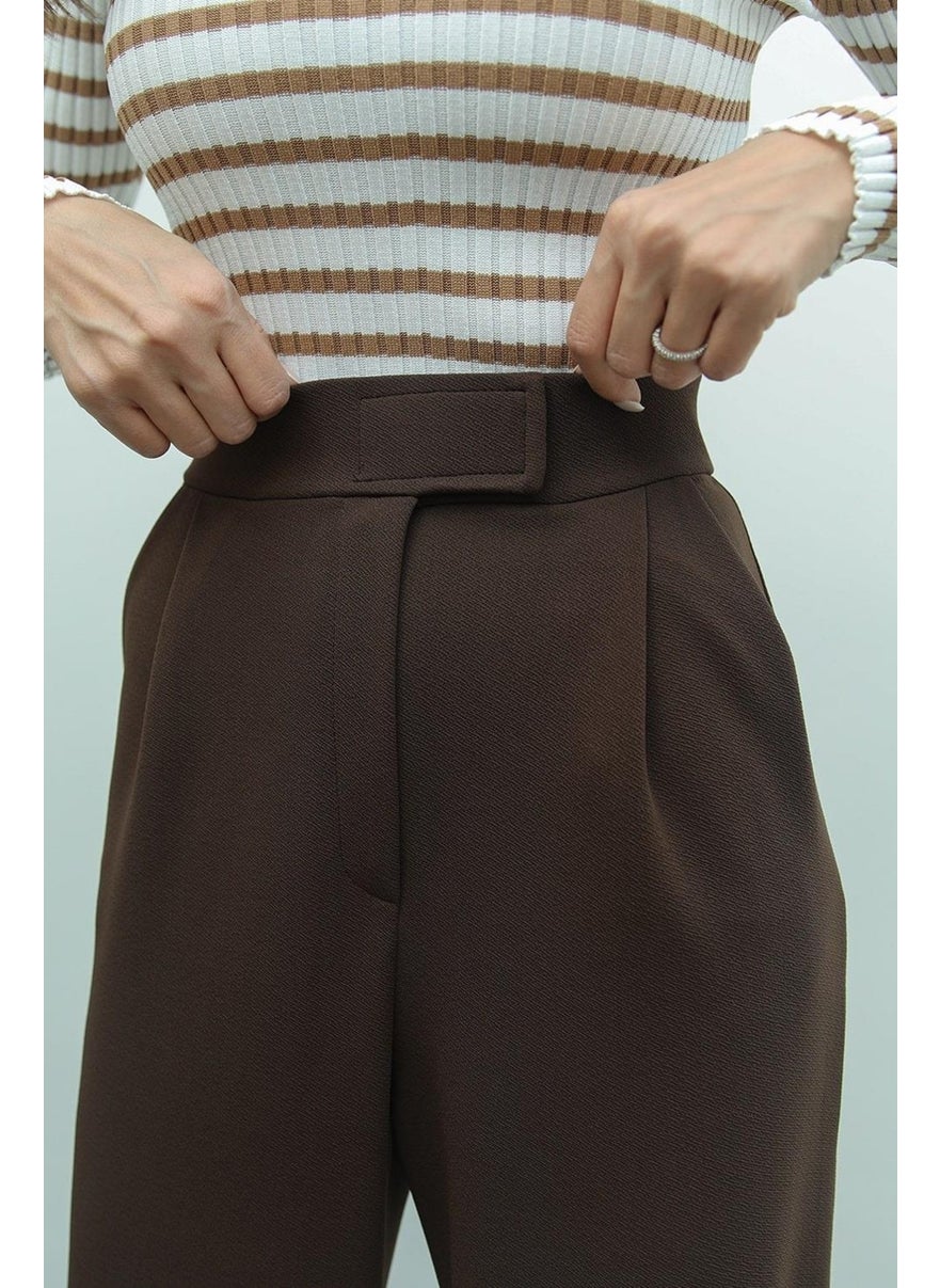Havoş Havos Brown Senta Velcro Closure Palazzo Trousers  - Image 4