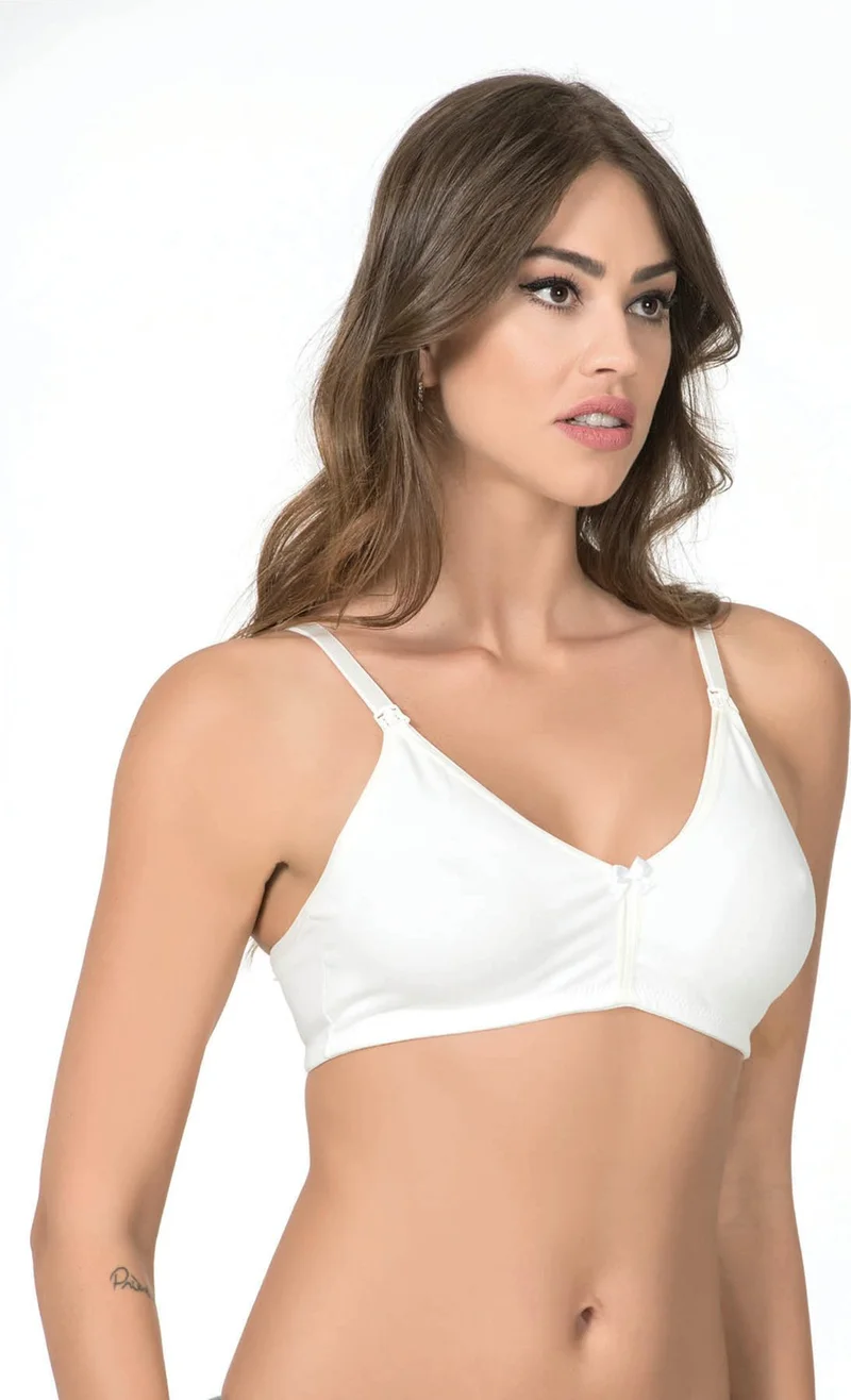 Kompedan 428 Women's Non-wired Non-supported Non-padded Empty Cup Cotton Nursing Bra