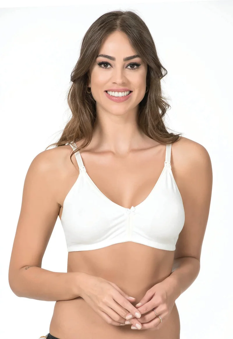Kompedan 428 Women's Non-wired Non-supported Non-padded Empty Cup Cotton Nursing Bra