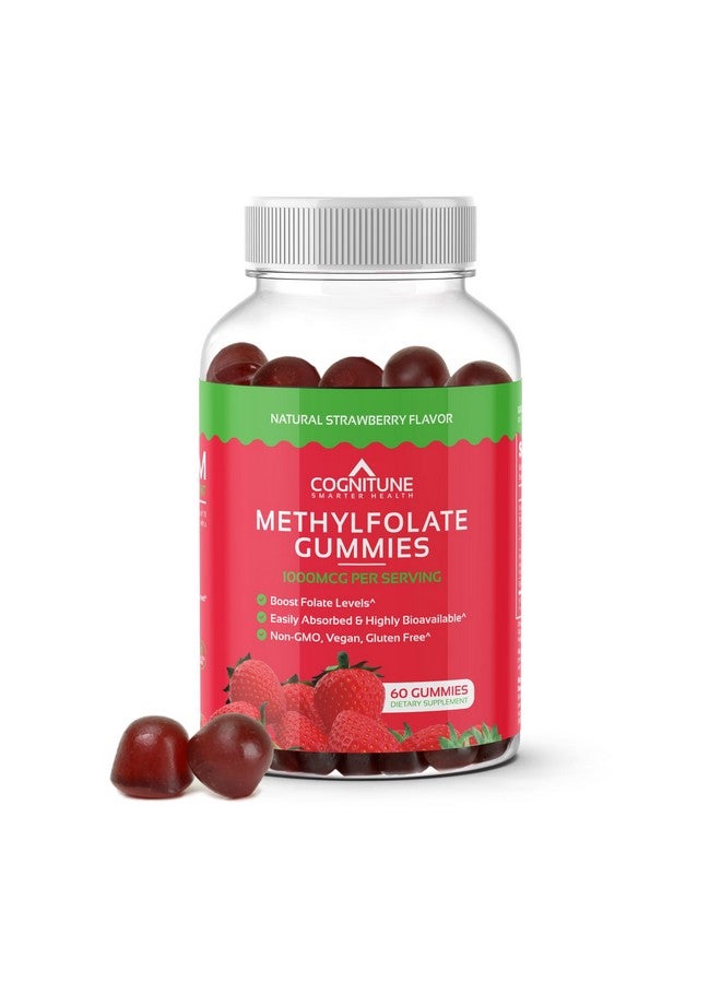 كوجنيتون حلوى CogniTune Methylfolate Gummies - سهلة التناول، عالية الفعالية من حمض الفوليك L-Methylfolate، مكمل غذائي للدماغ وصحة القلب والمناعة، بنكهة الفراولة اللذيذة، غير معدلة وراثيًا، نباتية، خالية من الجلوتين - Image 1