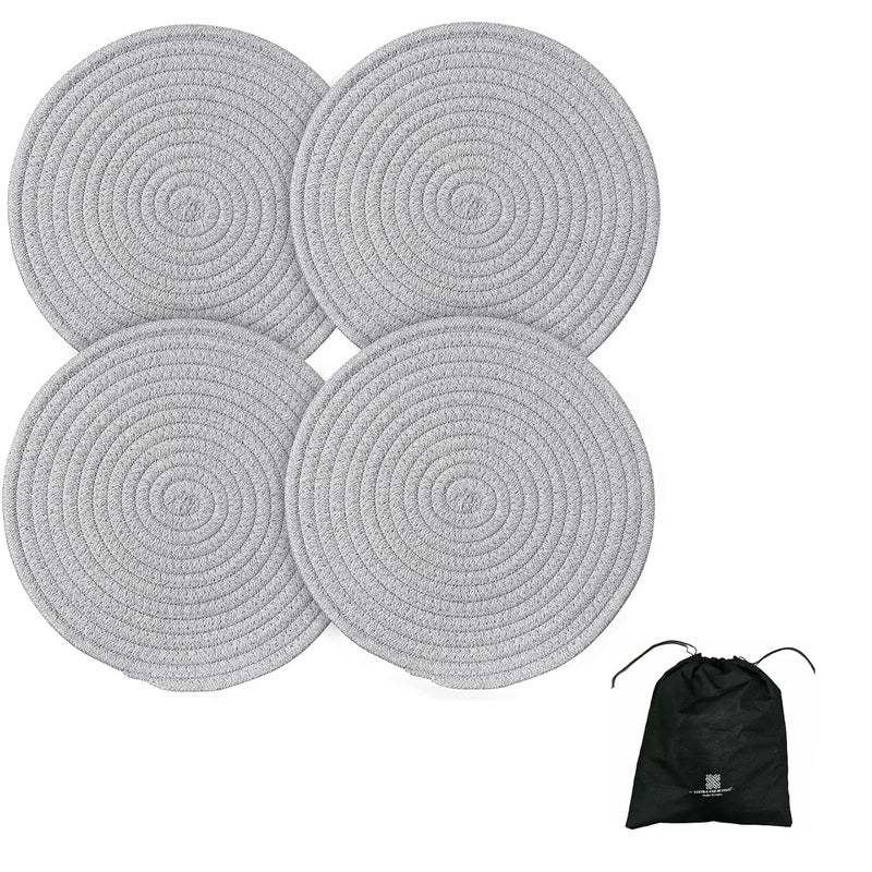 Textile and Beyond Boho Washable Non Slip Round Cotton Water Absorbent Home Office Decor Centre Coffee Dining Table mat Cover Kitchen Runners placemats Cloth for Dish for Living Room Set of 4 pcs 41 - Image 1