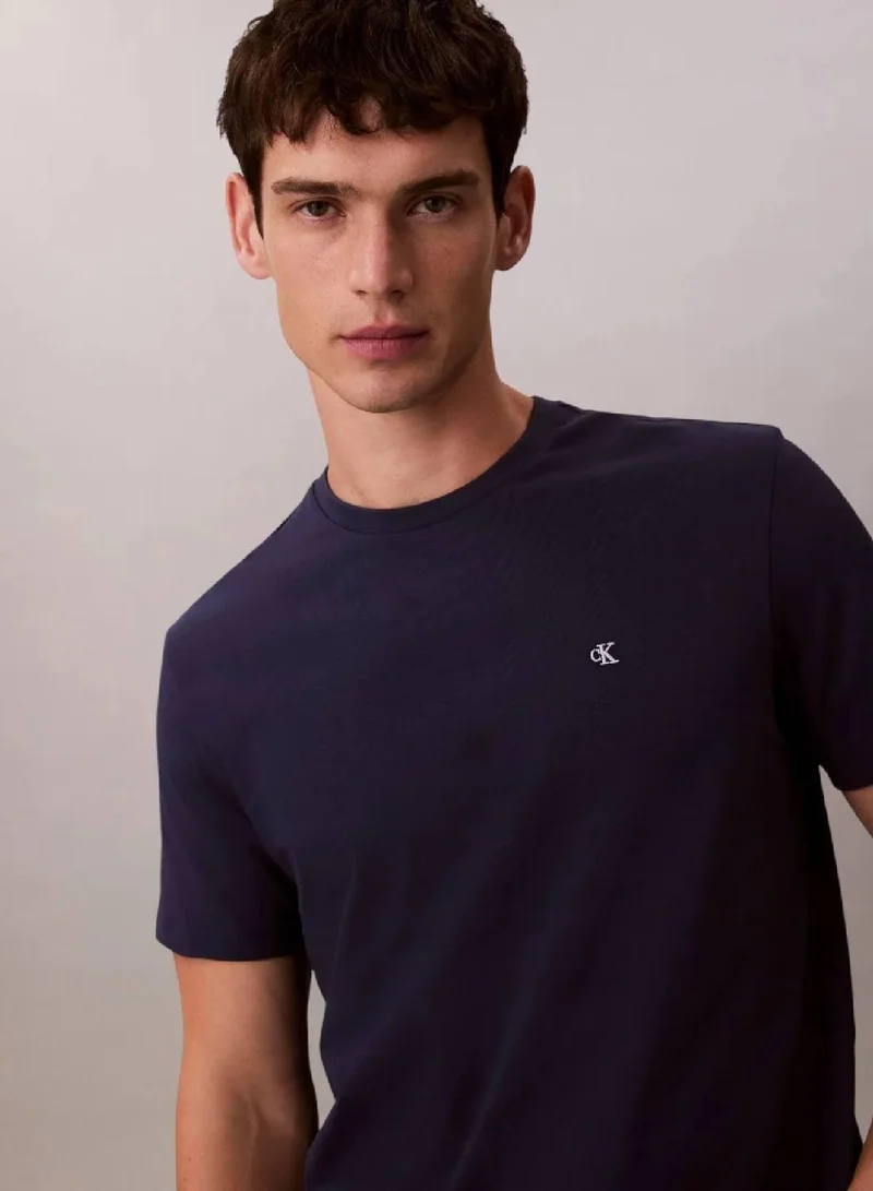 Calvin Klein Jeans Maritime Blue Monogram Logo Cotton T-Shirt for Men | Best Price UAE