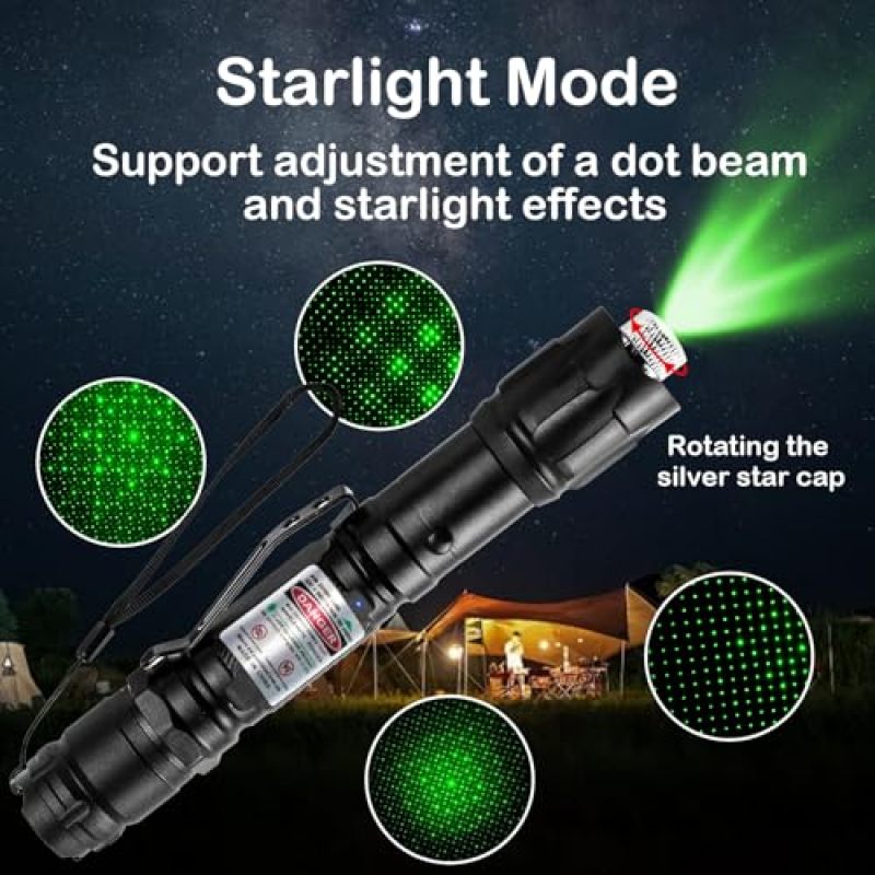 Rechargeable Green Flashlight: Black, Ultra-Long Range Beam - USB Rechargeable, Adjustable Focus Tactical Flashlight for Outdoor Enthusiasts, Campers, Stargazers - Image 3