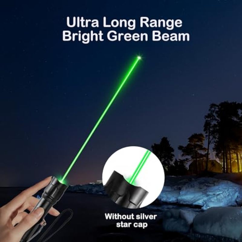 Rechargeable Green Flashlight: Black, Ultra-Long Range Beam - USB Rechargeable, Adjustable Focus Tactical Flashlight for Outdoor Enthusiasts, Campers, Stargazers - Image 2
