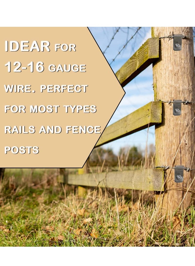 Excefore Wire Fence Clips 200 Pcs Stainless Steel Fence Wire Clamps with Screws Metal Cord Clamp for Mount 12-16 Gauge Welded Wire to Wood Metal Fencing Tube Wire Cord Installation - Image 4