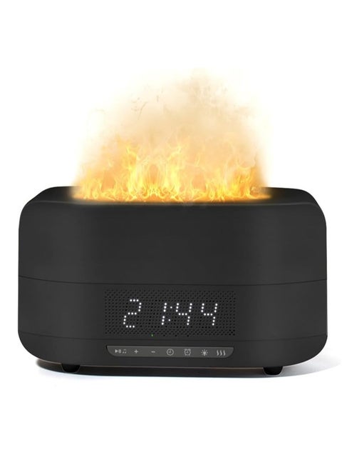 Essential Oil Diffuser, Flame Aroma Diffuser With Bluetooth Speaker And Clock, Durable Long Lasting Aromatherapy Diffuser, Portable Silent Room Diffusers For Home Office, (Black 2)