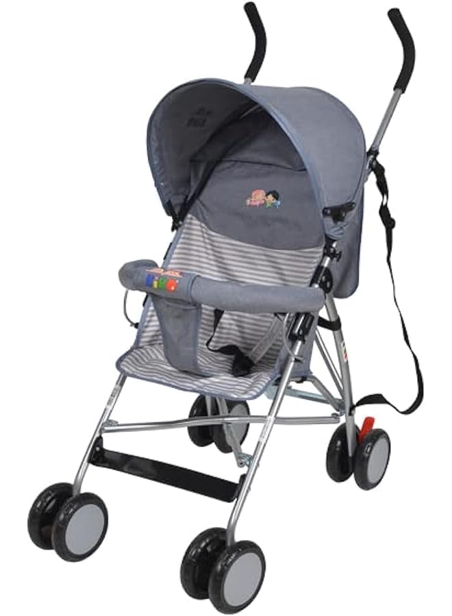 Kiko 23 1544 Gery 6 Wheels Comfortable Stroller For 6 Months Above Babies Gray