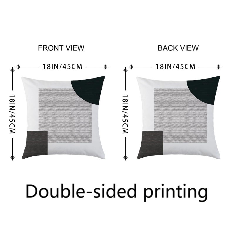 Mimkus Black White Gray olive and forest green Abstract Throw Pillow Covers Set of 4 18x18 Inch - Modern Boho Minimalism Geometric Velvet Cushion Covers for Couch, Bed, Bedroom. - Image 3