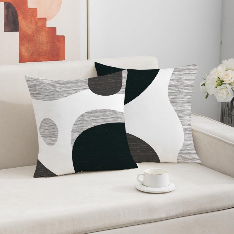 Mimkus Black White Gray olive and forest green Abstract Throw Pillow Covers Set of 4 18x18 Inch - Modern Boho Minimalism Geometric Velvet Cushion Covers for Couch, Bed, Bedroom. - Image 4