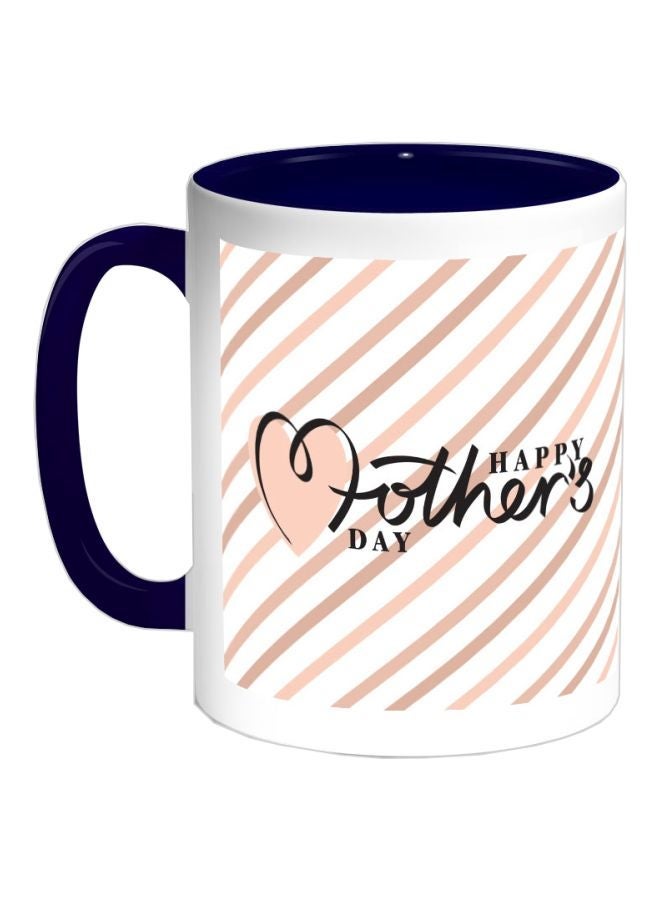 Happy Mother's Day Printed Coffee Mug Dark Blue/Pink/White 325ml