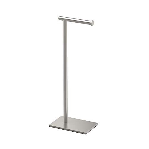 Gatco 1431SN Modern Rectangle Base Freestanding Toilet Paper Holder 2225 Satin NickelFree Standing Toilet Tissue Holder Stand with Weighted Base - Image 1