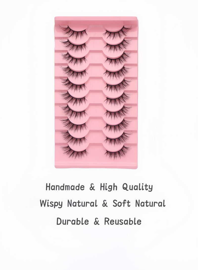 Half Lashes Wispy 3D Curl - 10 Pairs Short 8-16MM Faux Mink False Eyelashes for Natural Look, Daily Reusable & Beginner Friendly - Image 4