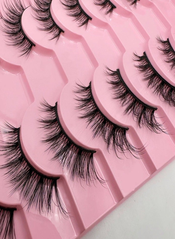 Half Lashes Wispy 3D Curl - 10 Pairs Short 8-16MM Faux Mink False Eyelashes for Natural Look, Daily Reusable & Beginner Friendly - Image 3