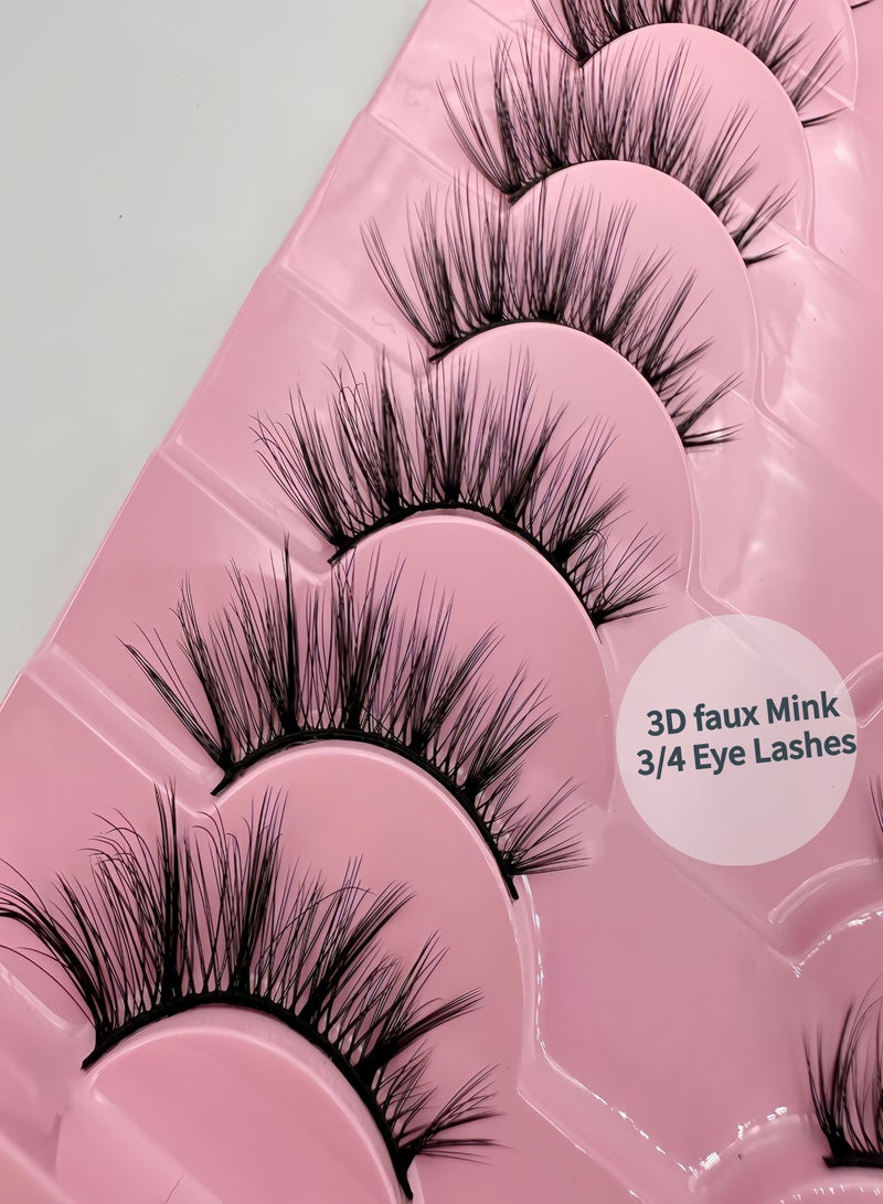 Half Lashes Wispy 3D Curl - 10 Pairs Short 8-16MM Faux Mink False Eyelashes for Natural Look, Daily Reusable & Beginner Friendly - Image 2