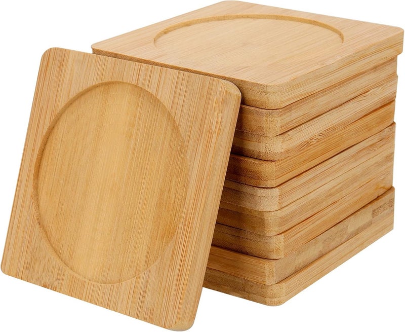 SHEUTSAN 60 PCS 37 Inches Bamboo Coasters Square Wood Coasters Bamboo Tray Saucer for Drinks Crafts Succulents - Image 4