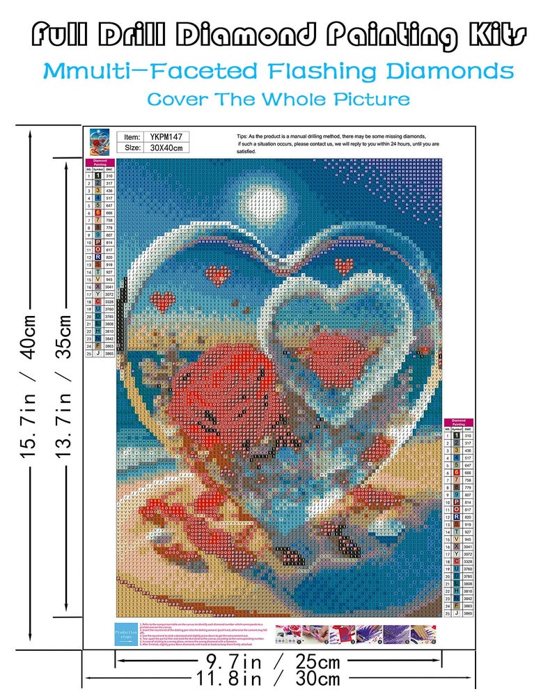 KINPLUB 5D Diamond Painting Kits for Adults, Roses in Love Beach Diamond Art Kits for Adults Beginners, DIY Full Drill Paint with Round Diamond Dots, Home Wall Decor 12x16 Inch - Image 3