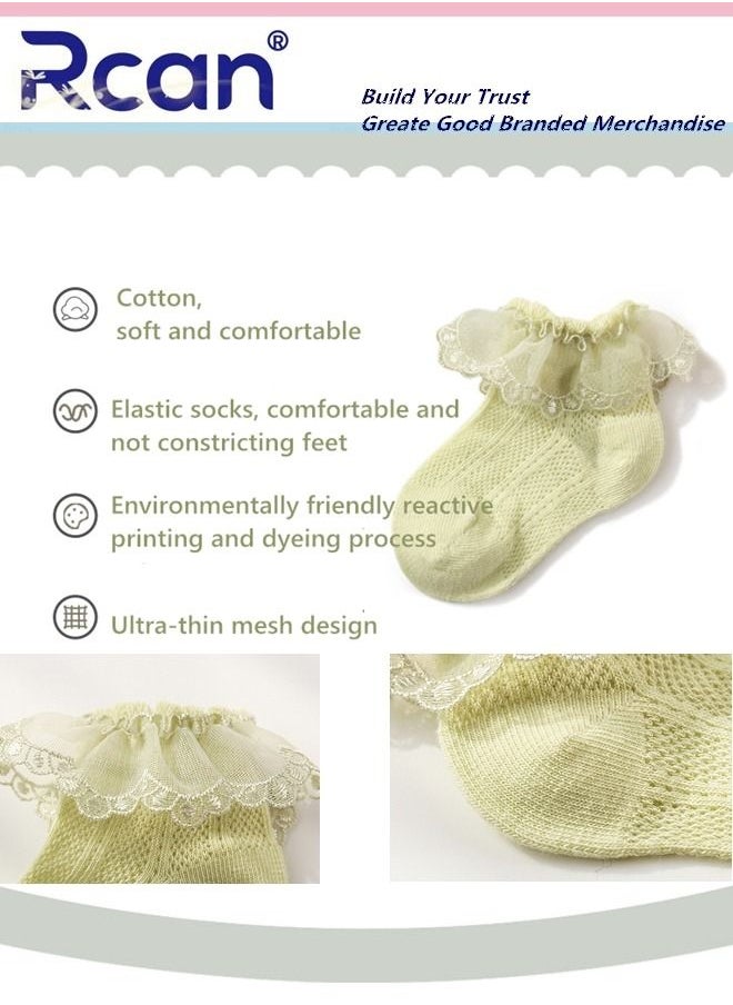 Rcan - Baby Socks, 3 Pairs Cotton Mesh Breathable Lace Short Socks, Princess Dance Socks, Ankle Socks for 0-5 Year Baby Boys and Girls - Image 1
