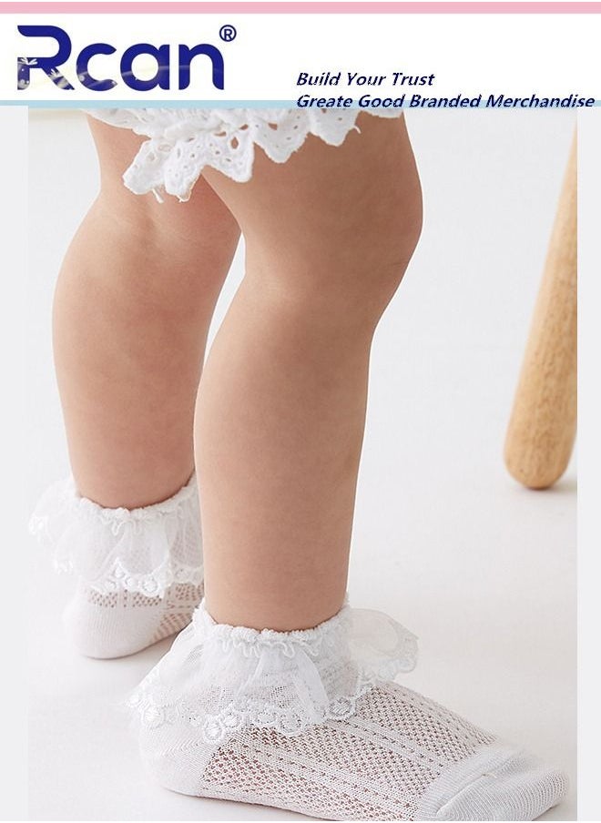 Rcan - Baby Socks, 3 Pairs Cotton Mesh Breathable Lace Short Socks, Princess Dance Socks, Ankle Socks for 0-5 Year Baby Boys and Girls - Image 1