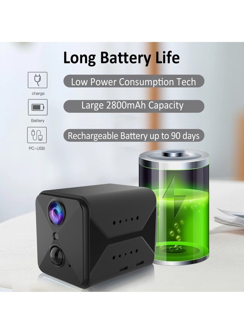 SYOSI - Mini Camera, Full HD Indoor Surveillance with Live Transmission, Mobile Phone App, 100-Day Long Standby WiFi Camera, Motion Sensor, Infrared Night Vision - Image 1