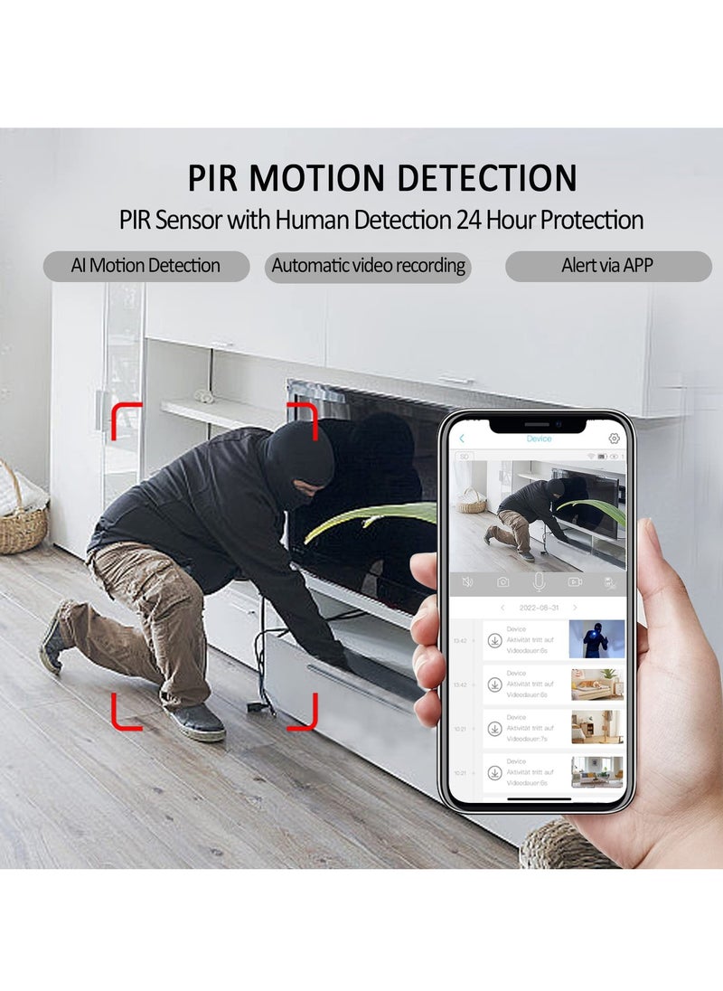 SYOSI - Mini Camera, Full HD Indoor Surveillance with Live Transmission, Mobile Phone App, 100-Day Long Standby WiFi Camera, Motion Sensor, Infrared Night Vision - Image 1