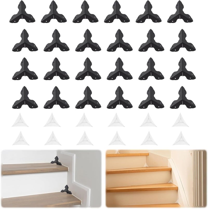 MOROBOR Stair Dust Inner Corners48pcs Decorative Corner Stair Corner Dust Guards Decorative Cover Pad Metal Furniture Guard Edge for Cabinet Drawer Desk Jewelry BoxBlack - Image 1
