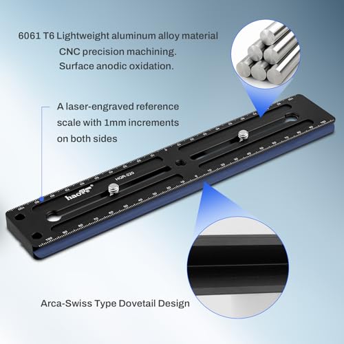 Haoge 220mm Multi-Purpose Long Quick Release Extender Rail Sliding Plate for Camera Tripod Ballhead Clamp fit Benro Arca Swiss Sunwayfoto - Image 5