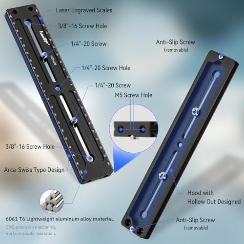 Haoge 220mm Multi-Purpose Long Quick Release Extender Rail Sliding Plate for Camera Tripod Ballhead Clamp fit Benro Arca Swiss Sunwayfoto - Image 2