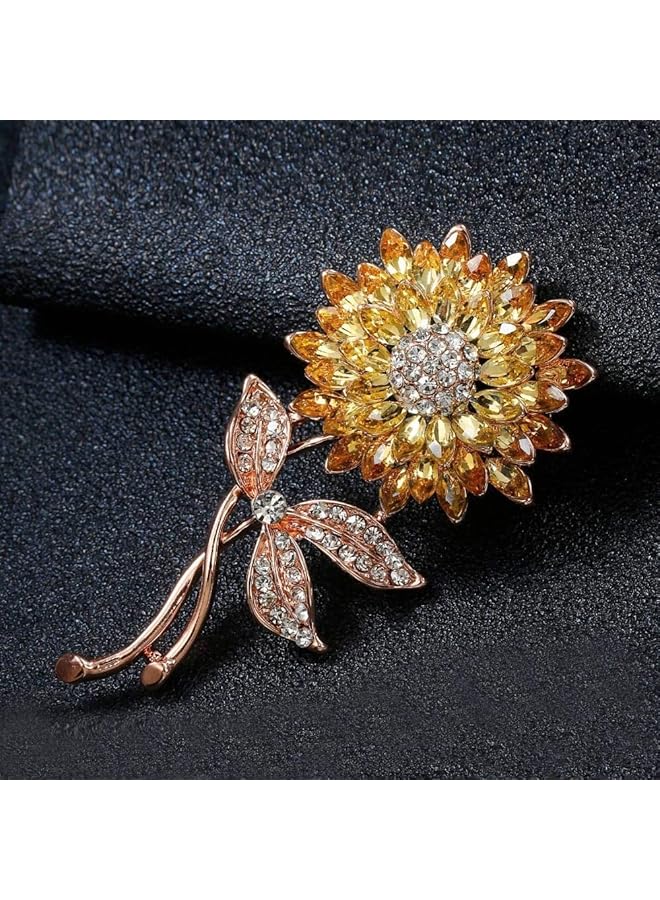 يو بيلا مجموعة فالنتاين للمجوهرات الزهرية المطلية بالذهب ومرصعة بالزركونيا المكعبة للنساء باللون الأصفر Yb_Brooch_74 - Image 2