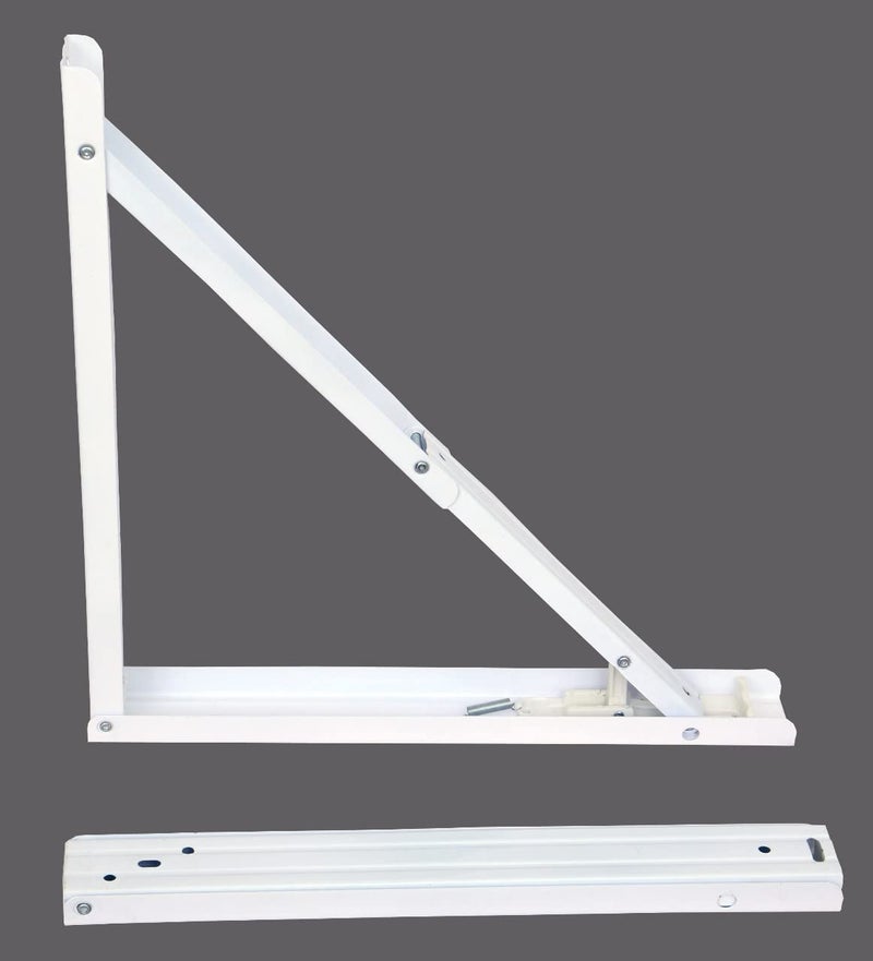 Lepose Folding Shelf Table BracketsMax Load 150lbs 80kg Folding Shelf Table Hinge Wall Mounted Heavy Duty Powder Coated Steel Collapsible Shelf BracketWhite 16 inches - Image 1