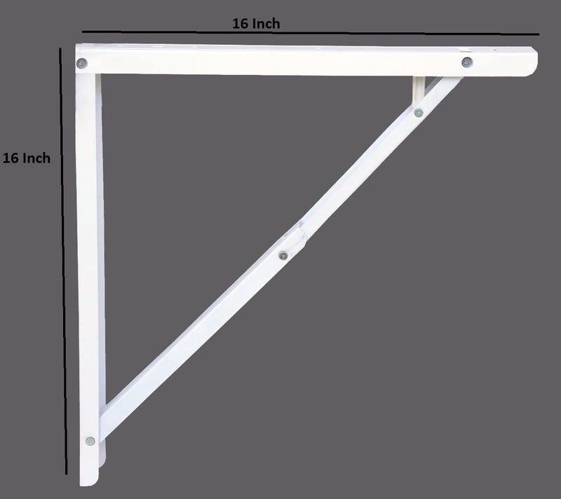 Lepose Folding Shelf Table BracketsMax Load 150lbs 80kg Folding Shelf Table Hinge Wall Mounted Heavy Duty Powder Coated Steel Collapsible Shelf BracketWhite 16 inches - Image 2