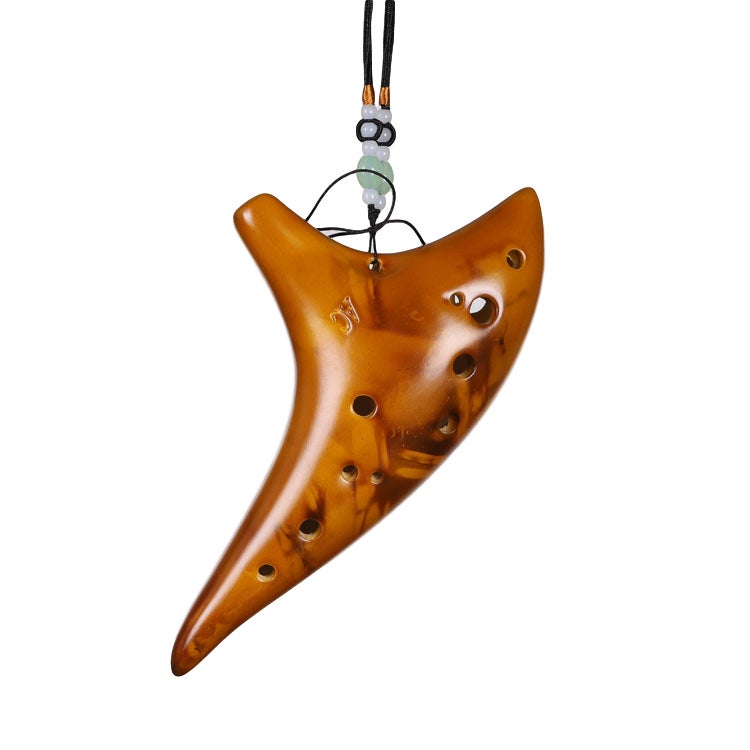 Generic 12-Hole Ceramic Ocarina Alto C Yellow Rope Delivery Tutorial Protective Bag Wiping Cloth 