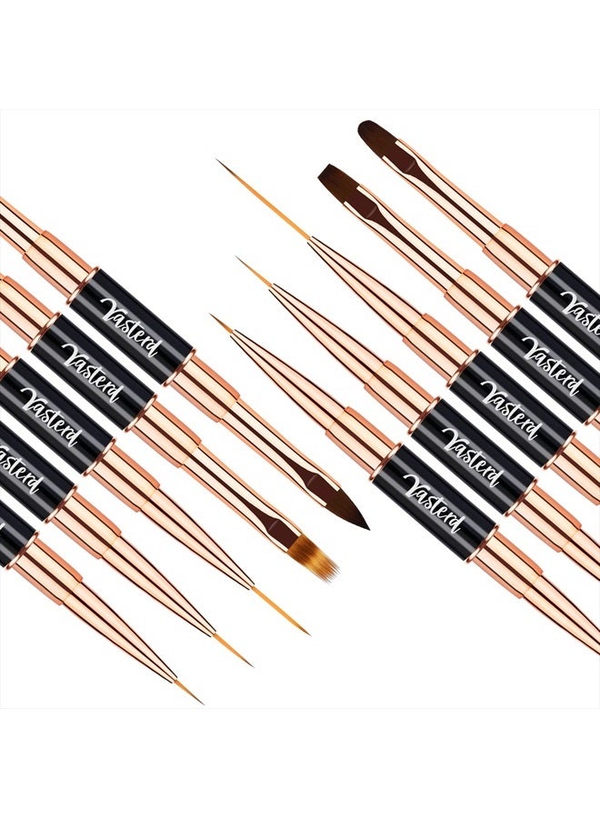Yasterd Nail Art Brush Set Professional- 5pcs Double-Ended Nail Art Brushes for Long Lines, Thin Liner brush for Nails Detail, Nail Design Brush Ombre Brush 3D Brush Kits for Gel Polish Acrylic Nail D - Image 3