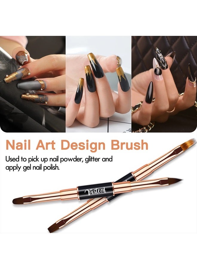 Yasterd Nail Art Brush Set Professional- 5pcs Double-Ended Nail Art Brushes for Long Lines, Thin Liner brush for Nails Detail, Nail Design Brush Ombre Brush 3D Brush Kits for Gel Polish Acrylic Nail D - Image 4